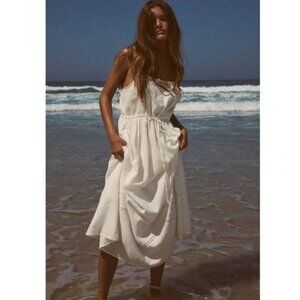 Zara Embroidered Linen Blend Dress - NWT